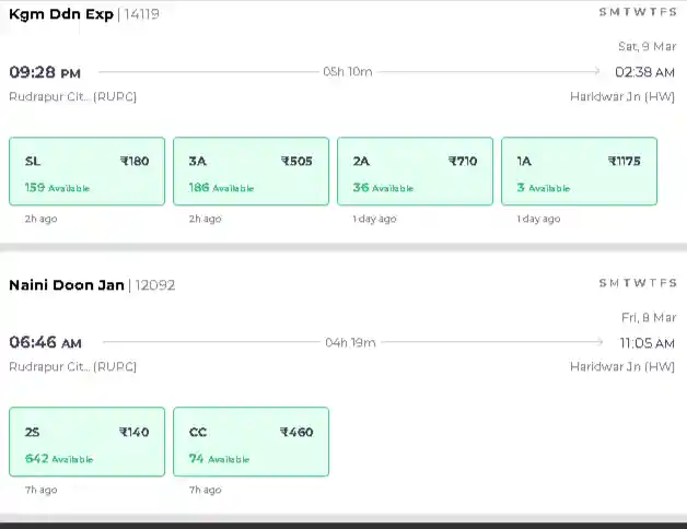 rudrapur to  haridwar  train time schedule 