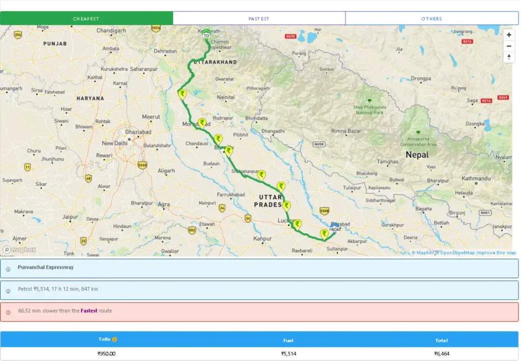 ayodhya to kedarnath via purvanchal express way