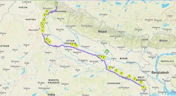 kolkatta to kedarnath road rout map 